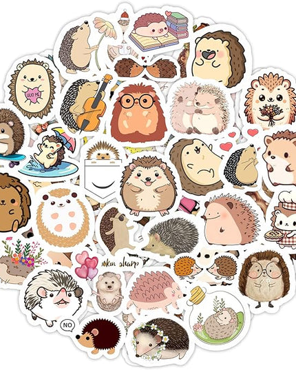 BulbaCraft Hedgehog Stickers for Water Bottle and Laptop - Hedgehog Party Supplies & Decorations, Waterproof Vinyl Decals, Cute Animal and Pet Stickers, Gifts for Women & Men