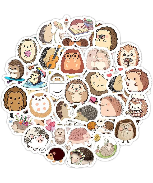 BulbaCraft Hedgehog Stickers for Water Bottle and Laptop - Hedgehog Party Supplies & Decorations, Waterproof Vinyl Decals, Cute Animal and Pet Stickers, Gifts for Women & Men