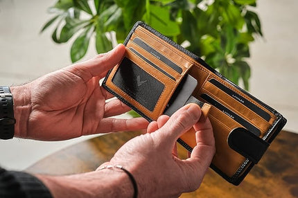 Lavalen Soft Leather Wallet for Men – Genuine Bifold with Zipper Coin Pocket – Holds Bills, Credit Cards, Coins – RFID Blocking Protection – Stylish, Durable & Practical Leather Wallet for Men