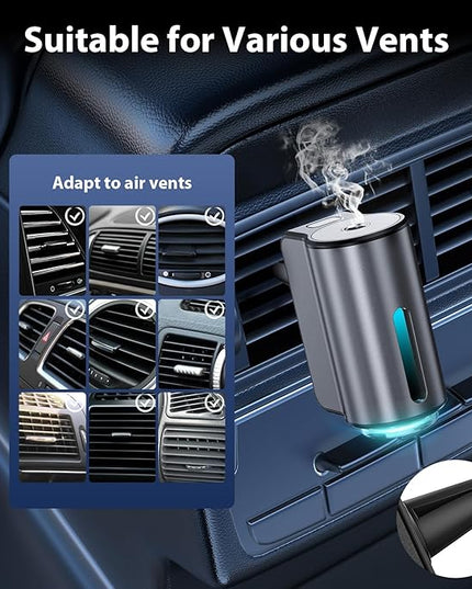 Smart Car Air Freshener, Car Air Freshener Diffuser, Car Diffuser Air Freshener with Three Adjustable Modes, Aromatizante para Carro, Car Diffuser with 8pcs Essential Oil(Black)