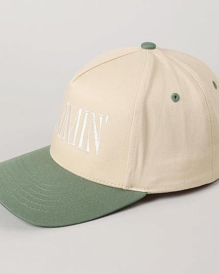 MIRMARU Two-Tone Vintage Canvas Trucker Hats for Men & Women, Adjustable Size Baseball Caps with Trendy Embroidered Design