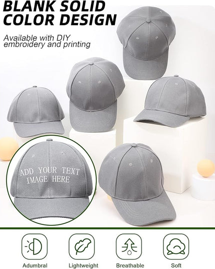 Handepo 24 Pcs Blank Baseball Cap Adjustable Back Strap Plain Blank Camouflage Hat Unisex Baseball Cap for Trucker Men Women