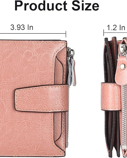 Lavemi Small Compact Women Wallet RFID Blocking Genuine Leather Bifold Purse with ID Windows