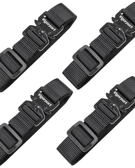 Vigorport Utility Straps Quick Release Nylon Backpack Accessory Bag Strap,Adjustable for Hiking,Travel,Outdoor Sports-4 Pack (Black-Metal Buckle, 1" W-48 L)