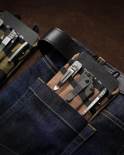 VIPERADE VE1-OW EDC Pouch, Waxed Canvas Pocket Organizer, EDC Pocket Organizer Pouch for Men, 3 Tool Slots with 1 Zipper Pocket Great for EDC Gears