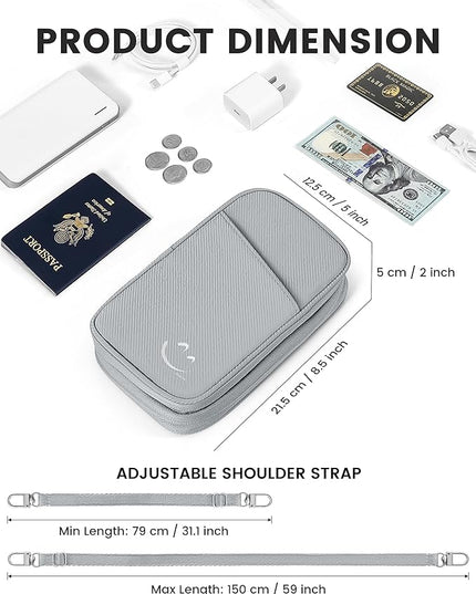 Travelkin 2-in-1 Passport Holder & Travel Organizer for Family with RFID Blocking, Multiple Passport Wallet for Men Women, Travel document holder for Credit Cards, Cash, and Electronic Essentials