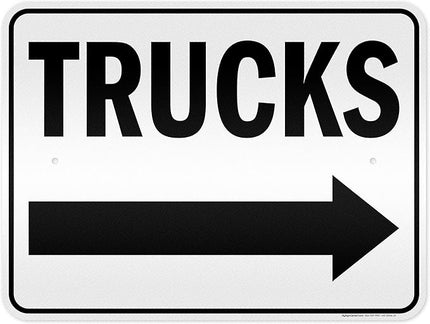 Trucks Right Sign, 18x24 Inches, 3M EGP Reflective .080 Aluminum, Fade Resistant, Made in USA by My Sign Center