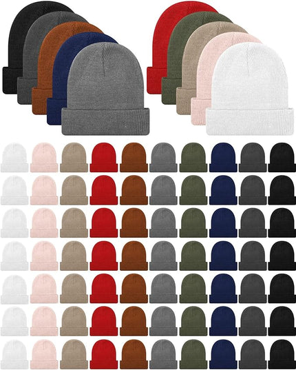 Winter Beanie Hats Bulk for Women Men Cozy Knitted Cuffed Skull Cap Soft Ski Hat for Homeless Gift Donation