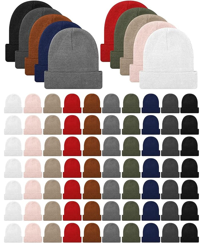 Winter Beanie Hats Bulk for Women Men Cozy Knitted Cuffed Skull Cap Soft Ski Hat for Homeless Gift Donation