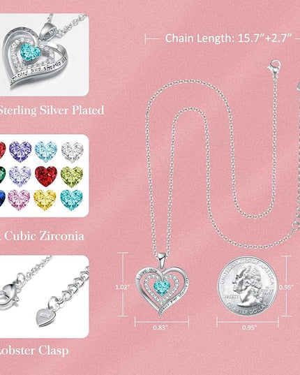 REDBEE Necklaces for Women Birthstone Heart Necklace Jewelry for Wife Girlfriend Woman Necklace