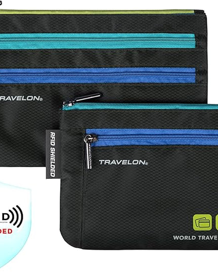 Travelon World Travel Essentials Set of 2 Currency and Passport Organizers