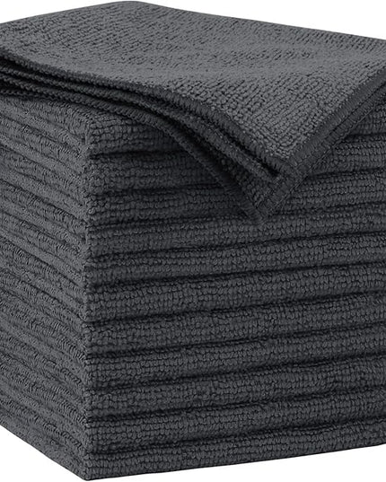 AIDEA Microfiber Cleaning Cloth Grey 12PK, Microfiber Towels for Cars, Premium Car Cloths, Dusting Cloth Lint Free Cleaning Rags for SUVs, House, Kitchen, Window, Workshops,11.5×11.5"