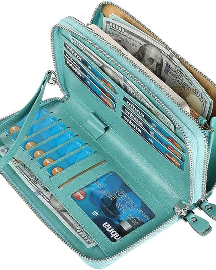 Lavemi Small Compact Women Wallet RFID Blocking Genuine Leather Bifold Purse with ID Windows