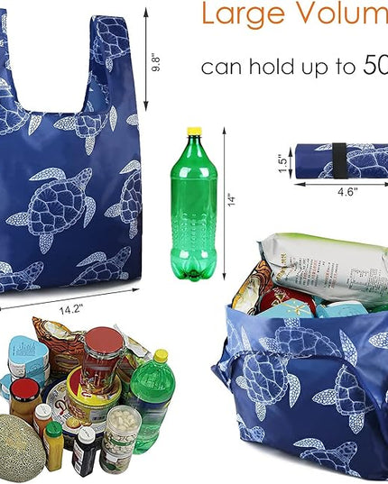 BeeGreen Reusable Grocery Bags Foldable 12 Pack Large Cute Totes - Heavy Duty Washable Holiday Cloth Gifts Bag with Handles, Reusable Gift Bulk Shopping Bags for Groceries for Women Animal Lover