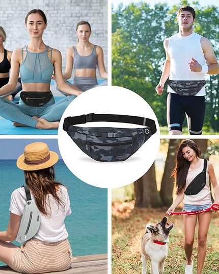 MAXTOP Large Crossbody Fanny Pack with 4-Zipper Pockets,Gifts for Enjoy Sports Festival Workout Traveling Running Casual Hands-Free Wallets Waist Pack Phone Bag Carrying All Phones