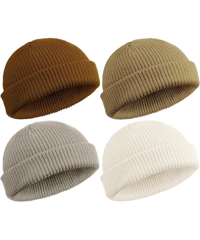 SATINIOR 4 Pieces Trawler Beanie Watch Hat Roll up Edge Skullcap Fisherman Beanie Unisex