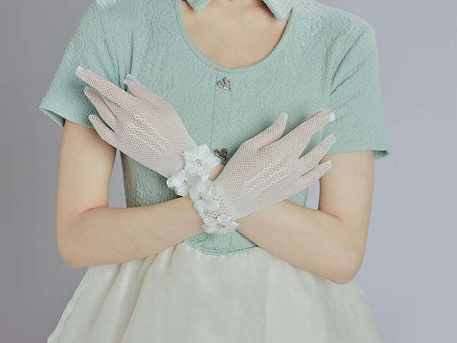Sahabowi Satin Gloves Formal Bridal Banquet Party Wedding Opera Solid Colorful Mitten For Women