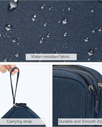 FYY Electronic Organizer, Large Travel Cable Organizer Bag Pouch Electronic Accessories Carry Case Portable Waterproof Double Layers All-in-One Storage Bag for Cable, Cord, Charger, Phone, Navy