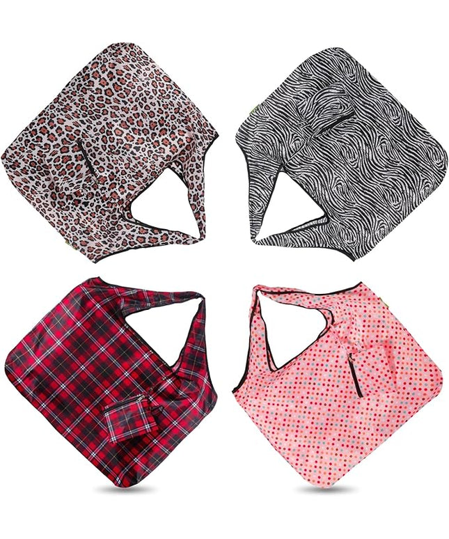 ECO CHIC Foldable Reusable Large Recycled Grocery Bags Lightweight Shopping Tote Bags with Storage Pouch - Collection of 4 bags