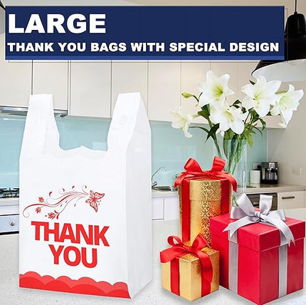 YoYoRain Thank you bags, 500PCS T shirt bags, To Go Bags,Grocery bags, Reusable and Disposable,Perfect for Small Business,Take Out,Retail