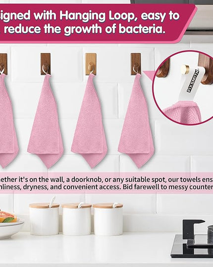 FIXSMITH Pink Microfiber Cleaning Cloth -Pack of 8, Highly Absorbent Cleaning Rags, 16"X12" All Purpose Cleaning Towels for Housekeeping, Kitchen, Car, Lint Free and Reusable Microfiber Towels