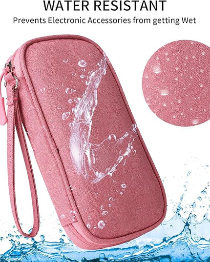 Pink Universal Cable Organizer - Electronics Accessories Bag for Charger, Phone, Memory Card & Travel Gadgets
