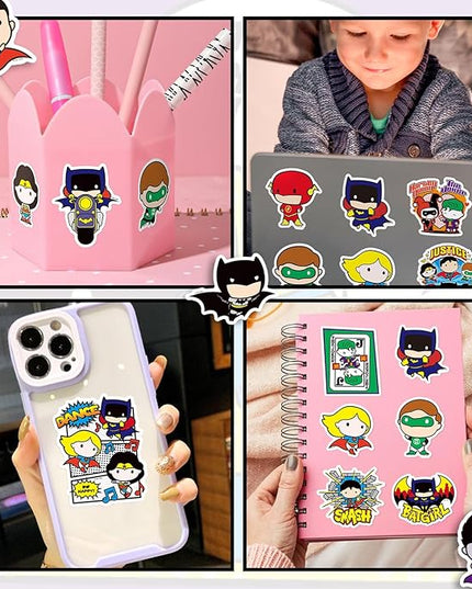 Superhero Stickers for Boys – 50PCS Cute Cartoon Stickers for Kids, Teens, Adults – Waterproof Vinyl Decal Sticker for Water Bottles, Laptop, Phone, Skateboard, Scrapbook, Party Favors, Gifts