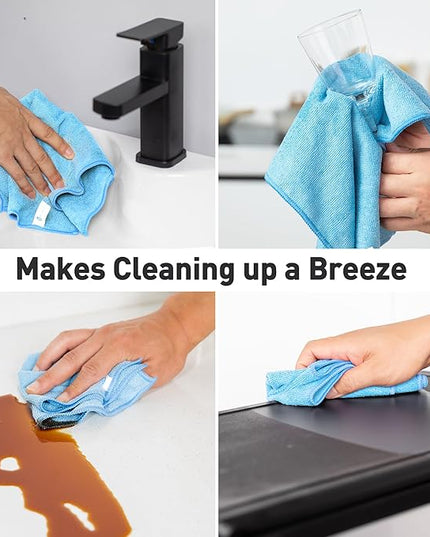 Blue Microfiber Cleaning Cloth 13"x13", Ultra Soft Absorbent Microfiber Cleaning Rags for Housekeeping Cleaning Supplies, Lint Free Reusable Cleaning Cloths for House Washable, Pack of 12