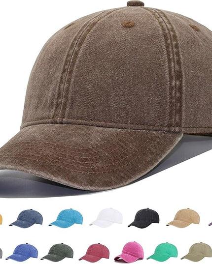 YEANIY Vintage Washed Cotton Plain Baseball Caps Adjustable Unstructured Soft Blank Casual Dad Ball Hats for Men Women