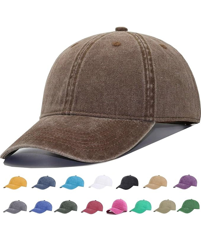 YEANIY Vintage Washed Cotton Plain Baseball Caps Adjustable Unstructured Soft Blank Casual Dad Ball Hats for Men Women