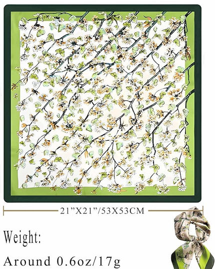 100% Mulberry Silk Scarf for Women Hair Lightweight Square Neckerchief Wrap For Head Scarves 21"