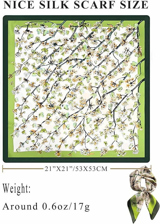 100% Mulberry Silk Scarf for Women Hair Lightweight Square Neckerchief Wrap For Head Scarves 21"