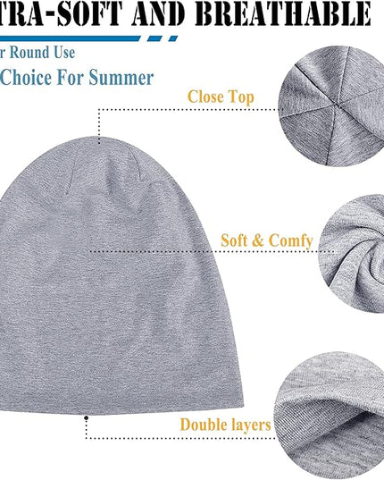 ELLEWIN Cotton Slouchy Beanie Hip-Hop Soft Lightweight Running Beanie Adult Dwarf Hats Chemo Cap for Men Women