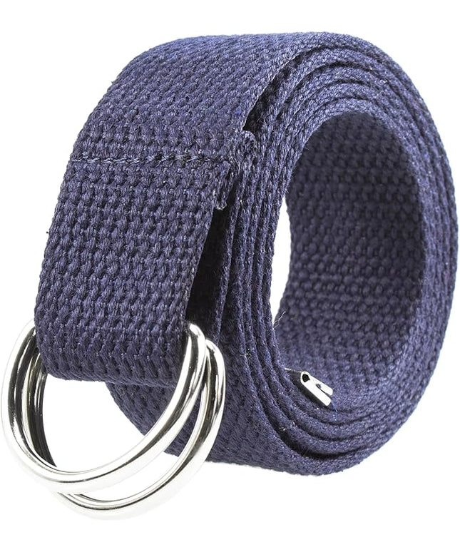 Gelante Canvas Web D Ring Belt Silver Buckle Military Style for men & women 1 or 3 pcs