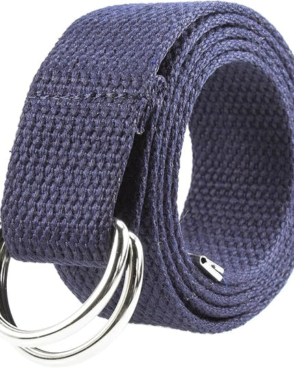Gelante Canvas Web D Ring Belt Silver Buckle Military Style for men & women 1 or 3 pcs
