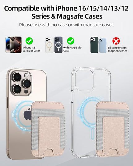Upgraded for Magsafe Wallet, Strongest Magnetic Wallet for iPhone 17/16/15/14/13/12 Series, Magnetic Card Holder with 2 Card Slots, RFID Blocking, Vegan Leather, Fit 7 Cards, Desert Titanium Gold
