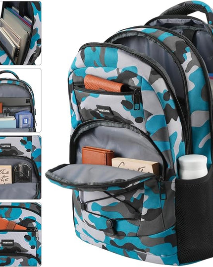 YAMTION School Backpack for Teen Boys and Men,Laptop Bookbag Backpack with USB for High School College Students Travel Office