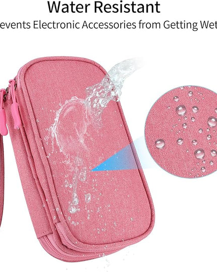 JIAKAI Travel Cable Organizer,Electronics Accessories Organizer Bag,for Charger, Phone, memory card,Travel Gadget Bag-Pink