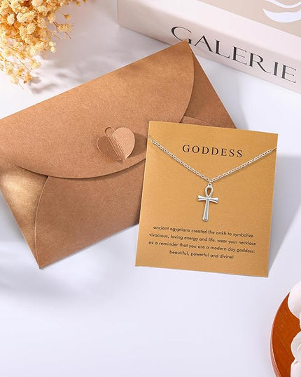 Baydurcan Pendant Necklace for Women Evil Eye Ankh Bow Necklace for Friends Sister Birthday Just Because Christmas Gifts