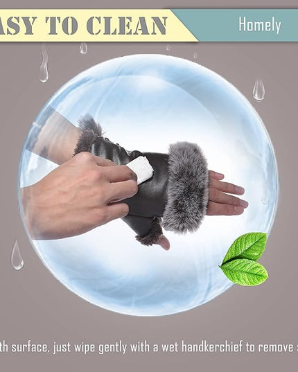 Cute Winter Gloves - Fuzzy Furry Faux Fur Lined, Warm Hands Warmer for Women