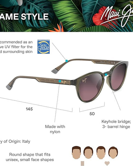 Maui Jim unisex-adult Hiehie Round Sunglasses