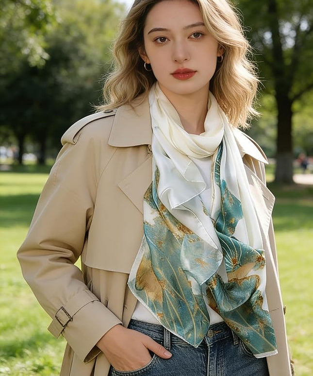 Fashion Scarves Scarf 100% Silk Feeling Scarf Silk Like Scarves Long Lightweight Sunscreen Shawls for Women