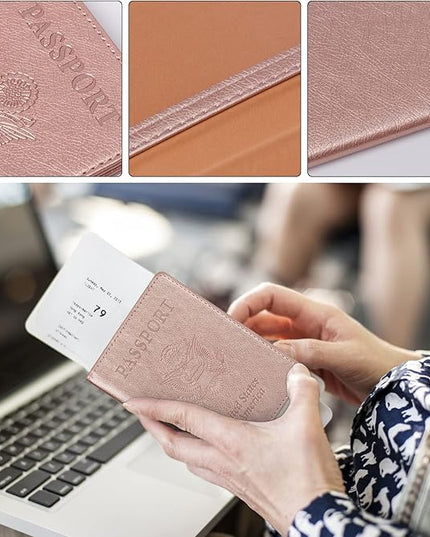 TIGARI Passport Holder for Travel Women Men, Valentines Day Gifts PU Leather Wallet Cover Case Sleeve, Waterproof Protected Document Organizer, Vacation Plane Cruise Travel Essentials