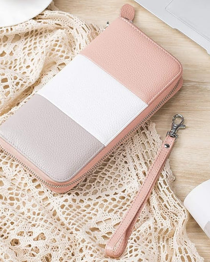 Moflycom Womens Wallet RFID Blocking Genuine Leather Multi Credit Card Large Capacity Zip Around Clutch Travel Purse Wristlet