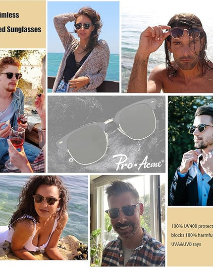 Pro Acme Semi-Rimless Polarized Sunglasses UV 400 Protection for Women Men