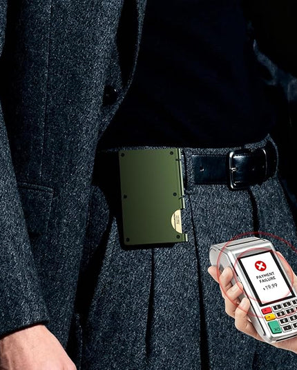 furid Slim Card Wallet for Men: Minimalist Metal Wallet with Money Clip - RFID Front Pocket Credit Card Holder for Work Business Travel - Gift for Father Husband Male Friend