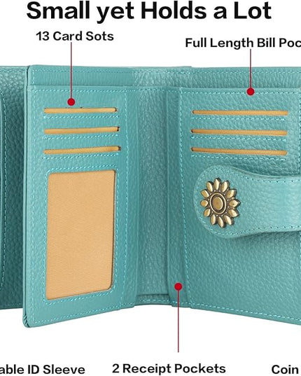 Lavemi Womens Leather Wallet Small Compact RFID Blocking Credit Card Case Purse with Zipper Pocket | Small, Compact, RFID Blocking, Zipper Pocket, Small, Compact