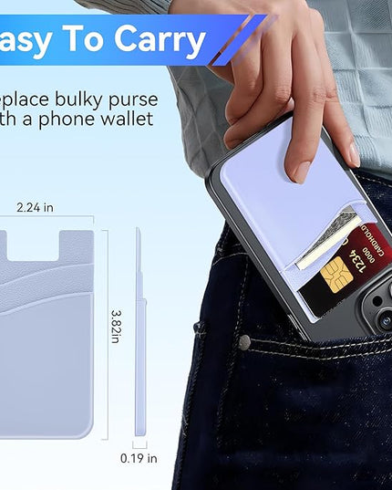 SHANSHUI Phone Wallet, 3 Pack Strong Adhesive Silicone Wallet Sleeve Pocket ID Credit Card Holder Stick on Fit for iPhone & All Smartphones