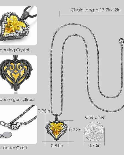 CDE Christmas Gifts for Women Angel Wings Necklace for Women with Birthstone, Love Heart Silver Tone/Gold Tone Pendant, Ideal Anniversary or Birthday Jewelry Gifts for Wife Girlfriend Her