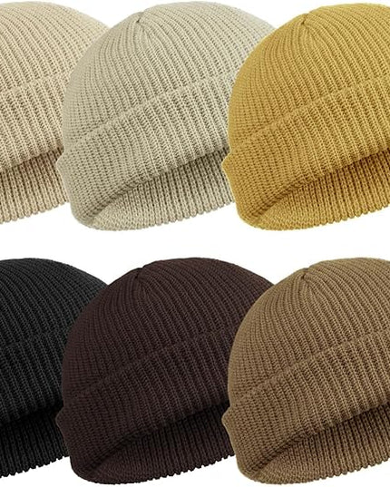 SATINIOR 6 Pieces Trawler Beanie Watch Hat Roll up Edge Skullcap Fisherman Beanie Unisex